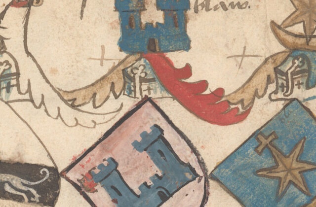 Das Wappen der Moosburg in Gerold Edlibachs Wappenbuch, zwischen 1464 und 1507.